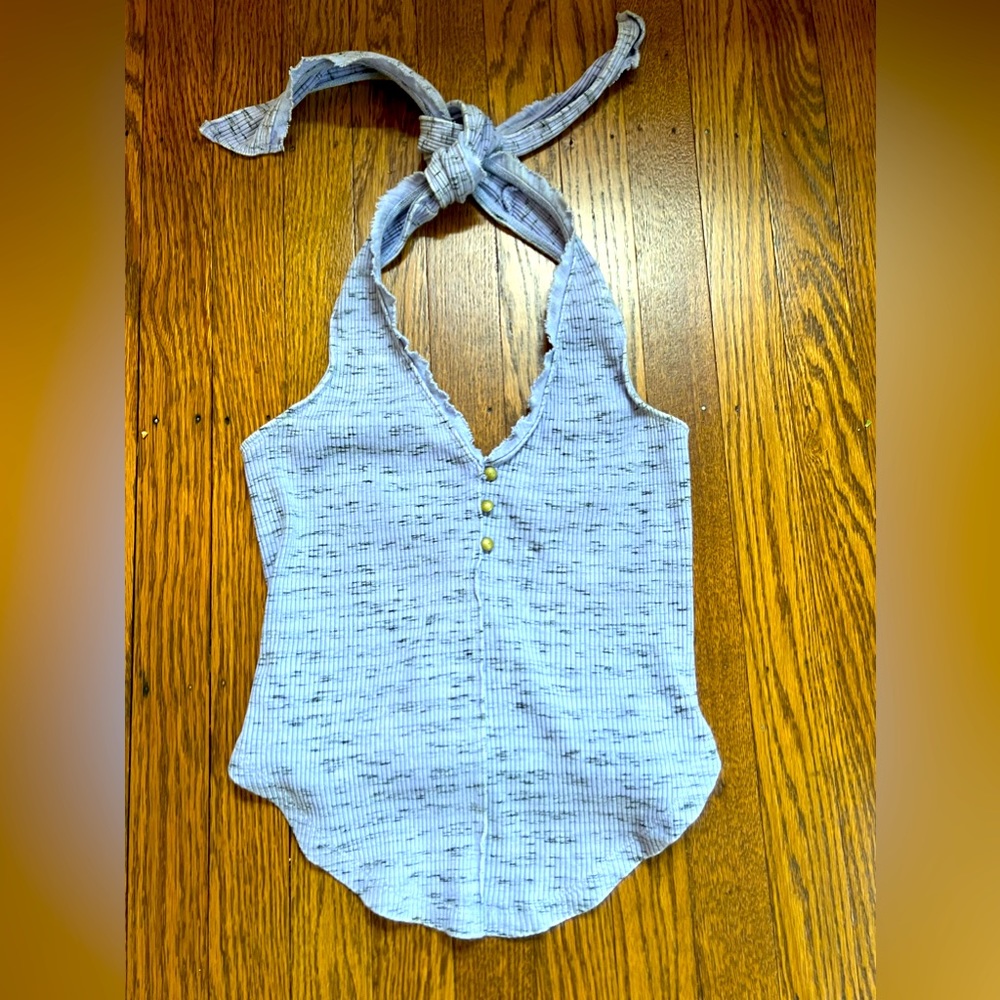 Pilcro Purple V-neck Ribbed Halter Sz XS